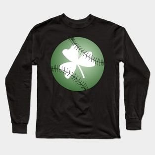 Baseball White Irish Shamrock Long Sleeve T-Shirt